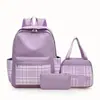 Mochila de cuadros de gran capacidad estilo coreano para estudiantes de secundaria y preparatoria, Mochila estilo Harajuku para viajes cortos
