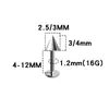 Clavo de labio con rosca interna de aleación de titanio F136 espiral plano básico G23 titanio labio clavo rosca interna bola punta cono aretes