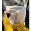 Pantalones de Chenilla Anchos Color Blanco Crudo para Mujer, Nuevo Estilo Otoño e Invierno 2025, Forro Polar, Engrosados, Cintura Alta, Cálidos, Holgados Casuales