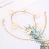 Nuevo Set de 2 Pulseras Redondas Huecas con Colgante de Concha Natural Estilo Bohemio Transfronterizo