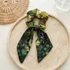 Anillo para el Cabello de Cinta con Lazo para Mujer, Anillo para el Cabello de Intestino Grueso Grande, Diadema Floral de Satén con Pintura al Óleo, Diadema, Goma Elástica, Cuerda para el Cabello Estampada Vintage, Accesorios para el Cabello