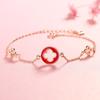 Pulsera de plata de ley 925 con colgante de trébol de cuatro hojas y colgante de gel. Pulsera de moda femenina de lujo ligero estilo Girlfriend. Pulsera sencilla estilo Niche Mori.