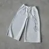 Pantalones Cortos Estampados Pintados a Mano para Hombre de Primavera y Otoño, Pantalones Casuales Rectos Holgados, Pantalones de Hombre, Pantalones Deportivos de Cintura Alta con Forro Polar