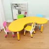 Conjunto de Mesa e Cadeiras Infantis para Jardim de Infância, Plástico em Forma de Lua para Educação Infantil, Aprendizagem, Desenho, Brinquedo de Artista, Mesa com Altura Ajustável, Versão Extra Espessa