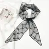 Bufanda larga pequeña de seda estilo francés Diadema tocado vintage estilo coreano Bufanda de seda para primavera y verano Bufanda de encaje Corbata para bolsa Corbata Cinta para el pelo