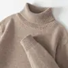 Suéter 100% Lã Outono e Inverno para Homens, Gola Alta, Engrossado, Pulôver de Tricô Casual Solto para Jovens, Tamanho Grande