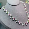 Colar de Turmalina Multi-Pedra Natural 4X5Mm, as Cores São Lindas, Cada Pedra é uma Peça de Qualidade Premium, Finamente Trabalhado com Prata S925