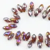 Cuentas Sueltas de Cristal Accesorios para Joyería DIY Cuentas de Vidrio Tallado Forma de Gota de Agua Accesorios para Ropa Color Plateado Agujero Horizontal 5*8mm Gota de Agua
