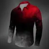 Impressão Digital 3D Moda Punhos Longos Camisa Masculina Casual Lapelas Halloween Quilha Horror