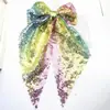 Grampo de cabelo com lantejoulas e laços de primavera, prendedor de cabelo com fita de malha, elegante, acessórios para cabelo para festa de Natal e Ano Novo, feminino