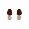 Pendientes Vintage Estilo Retro Mediados de Siglo Esmalte Goteo de Aceite Circonita Borgoña Pendientes Nostálgicos Estilo Hong Kong Pendientes Elegantes