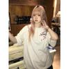 Camisetas Estampadas de Meia Manga Femininas de Desenho Animado Estrangeiras, Camisetas de Manga Curta de Algodão Puro Estilo Streetwear, Moda Feminina de Algodão para Campus