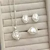 Conjunto de Collar y Pendientes Imitación Perla Estilo Barroco Retro Francés Transfronterizo Europeo y Americano, Pendientes Elegantes y Lujosos para Mujer