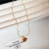 Lujo Ligero Sensación de Alta Gama Maillard Piedra Natural Collar Cadena de Cuello de Moda Versátil Otoño e Invierno Collar Retro Novia