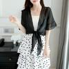 Abrigo corto rojo para mujer, ropa de protección solar, novedad de 2024, vestido de gasa fino de verano para mujer, talla grande, con tirantes y chal pequeño.
