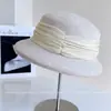 Chapéu Abajur Plissado de Fita Estilo Hepburn para Mulheres, Chapéu de Feltro de Lã Australiana Outono e Inverno, Chapéu Elegante Francês, Chapéu Cloche Versátil