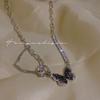 TikTok Popular Borboleta Pingente Colar Feminino Nicho Design Sentido Moda Luz Luxo Cristal Costura Colar Cadeia Internet Celebridade