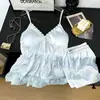 Conjunto de dos piezas de pijama de verano para mujer, puro y sexy, hecho a medida, camisola y shorts de seda helada de alta gama para estar en casa