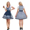 Vestido de Cerveza de Halloween para Mujer a Cuadros de Chica de Cerveza Disfraz de Sirvienta de Performance para Festival de Cerveza Europeo y Americano