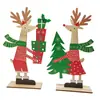 Artesanato em Madeira Decoração de Natal Pingente de Peça de Madeira Enfeites de Mesa Boneco de Neve Árvore de Natal Alce Alce Enfeites para Casa