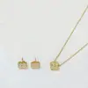 Conjunto de Quatro Peças de Pulseira, Colar, Brincos e Anel de Trevo de Quatro Folhas Dupla Face Transfronteiriço com Cravação de Diamantes, Design de Nicho em Ouro 18K Joias Leves