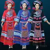 Traje Étnico Zhuang para Mulheres, Roupa de Performance, Vestido Longo de Manga Longa para Adultos da Minoria de Guangxi, Estilo Étnico de Dança, Marcha Mai Taibo