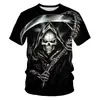 Comercio Exterior Transfronterizo Verano Hombres y Mujeres Horror Impresión 3D Manga Corta Parca Personalizada Moderna Casual Camiseta de Cuello Redondo