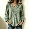 Ropa de Mujer Europea y Americana 2026 Transfronteriza Amazon Estación Independiente Nuevo Top Camisa de Pana de Manga Larga para Viajar Cuello en V