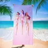 Amazon Tk Transfronteiriço Mais Vendido Grupo de Meninas Demon Slayer Toalha de Praia Microfibra Toalha de Banho Veludo Dupla Face Toalha de Secagem Rápida Kpop