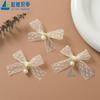 Lazo de perlas colgante de encaje estilo coreano, lazo hecho a mano, accesorios pequeños para zapatos, accesorios para el cabello para niños, material para accesorios