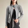 Sudadera Cuello Alto H570 Chaqueta Corta de Cachemira Ropa de Abrigo para Mujer Otoño e Invierno Ajuste Delgado Forrada de Polar Engrosada Cálida Top de Yoga