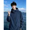 Jaqueta funcional com capuz para uso externo para homens, look dopamina outono e inverno, corta-vento softshell, jaqueta de casal de alta qualidade, moderna