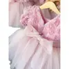 2025 Novo Vestido de Apresentação de Piano para Meninas Vestido de Daminha Casamento Menininha Vestido de Princesa Fantasia Infantil para Apresentação de Anfitriã