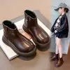 Botas para niña, botines infantiles, botas Martin negras, botas de invierno con peluche color café, botas de piel para niñas pequeñas, zapatos de princesa para invierno