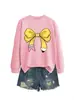 Moletom casual elegante feminino outono e inverno gola redonda com laço amarelo Amazon eBay site independente moda