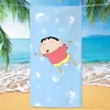 Toalha de banho de secagem rápida infantil de grandes dimensões Giz de cera Pequena nova toalha de praia Microfibra Velo de dupla face Toalha de praia com impressão digital