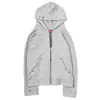 Cárdigan con Capucha y Cremallera Gris Claro con Logo en Relieve Bolsillos con Remaches de Doble Ojillo Sudadera con Capucha Unisex Holgada Estilo High Street