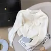 Suéter de Punto con Botones de un Solo Botón, Manga Larga, Nuevo Diseño Otoño e Invierno, Estilo Coreano para Mujer, Corte Delgado, Adelgazante, Cuello Redondo, Cárdigan