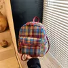 Mochila Mini Multifuncional Estilo Coreano da Moda para Outono e Inverno para Mulheres 2026 Nova Mochila de Xadrez de Nicho Pequena Bolsa