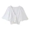 Produto Novo Transfronteiriço 2025 Estilo Europeu e Americano Roupas Femininas Comércio Exterior Atacado Mistura de Linho Camisa com Manga Decorativa em Camadas