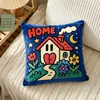 Almohada retro graffiti americana, cojín de dibujos animados con bloques de color dopamina, funda de almohada para sofá de sala de estar, cojín decorativo suave de moda
