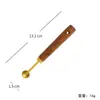 Copo medidor de aço inoxidável banhado a ouro colher medidora cabo de madeira de acácia colher medidora ferramenta de medição ferramenta de cozinha para assar de oito peças