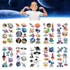 Transfronterizo 2025 Nuevas Pegatinas de Tatuaje de Dibujos Animados Infantiles Espacio Universo Interestelar Astronauta Impermeables Temporales Pegatinas Venta al por Mayor