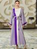 Nuevo Estilo Morado Glicina Cardigan Bordado a Mano con Pedrería Abaya Étnica Robe Amazon