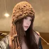 Gorro Tejido Hecho a Mano con Calados de Flores Kawanishi Tourism para Mujer Otoño Protección para los Oídos Muestra una Cara Pequeña Gorro de Lana Pullover
