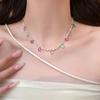 Collar de plata con forma de bombilla rota, color caramelo de dopamina, diseño de nicho femenino, cadena de clavícula con sentido, accesorios de cuentas de estilo dulce.