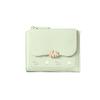 Cartera corta para mujer con estampado de color liso, tarjetero 2024, cartera con cremallera y cierre cruzado para mujer, venta al por mayor