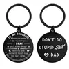 Llavero de Acero Inoxidable de Doble Cara Grabada Transfronterizo, Colgante Creativo para Niños, Regalo Familiar Inspirador para el Día del Padre y Cumpleaños