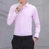 Camisa Casual de Cor Sólida Sem Ferro Manga Longa Primavera e Outono Nova Fibra de Bambu Camisa Profissional de Negócios Versátil Confortável Top Masculino