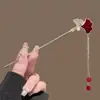 Grampo de Cabelo Chinês Vermelho Antigo em Forma de U Infantil Novo Marubeni Artefato de Fixação de Cabelo Pente Parte de Trás da Cabeça Adorno de Cabeça